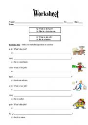 English Worksheet: What is her/his job