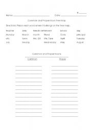 English worksheet: common and proper noun tree map