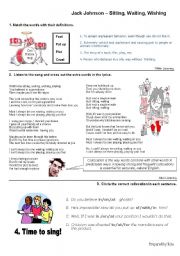 English Worksheet: Jack Johnson  Sitting, Waiting, Wishing