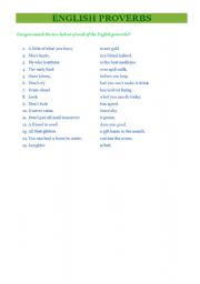 English worksheet: English proverbs