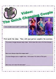 English Worksheet: Simple Video Clip for the Classroom:  The Quick Changing Couple