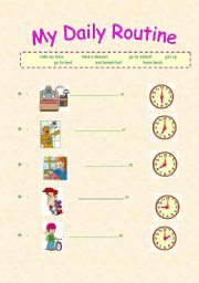 English Worksheet: daily routine (2 pages)