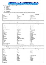 English Worksheet: British and American English