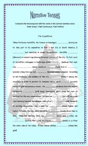 English Worksheet: The Expedition - Narrative Tenses