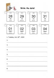  Writing  the date  ESL worksheet by beritboeckmann