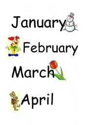 English Worksheet: Months - Word cards (Jan-Dec)