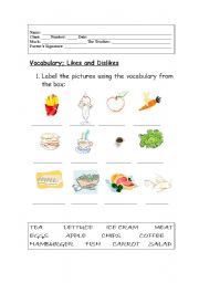 English worksheet: Food and drinks worksheet