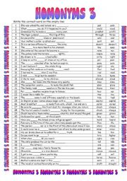 English Worksheet: Homonyms 3/3