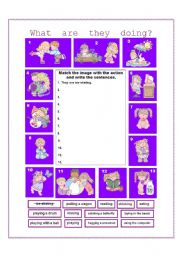 English Worksheet: present continuous - match and write sentences INTERMEDIATE