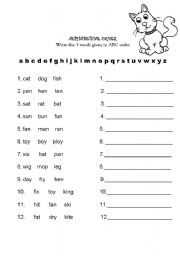 English Worksheet: Alphabetical order