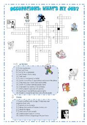 English Worksheet: Jobs and occupations crossword