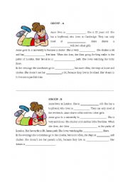 English Worksheet: Anne - info gap activity to practice present simple questions