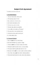 English Worksheet: Basic Subject-Verb Agreement