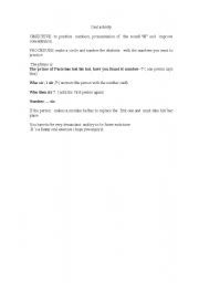 English worksheet: oral activity