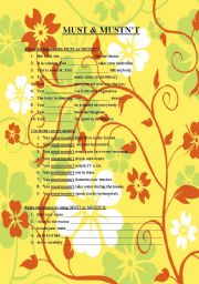 English Worksheet: Must & mustnt