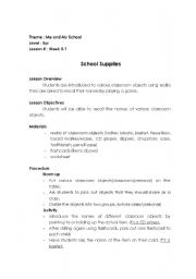 English Worksheet: school supplies