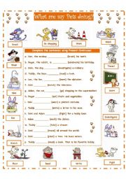 English Worksheet: ANIMALS-PRESENT CONTINUOUS