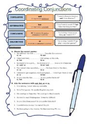 English Worksheet: Coordinating Conjunctions