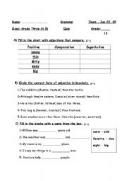 English Worksheet: adjectives quiz