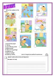 English Worksheet: On Saturdays