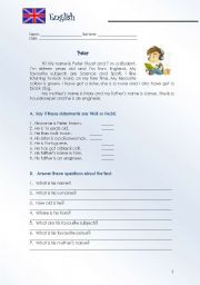 English Worksheet: Peters family 