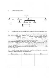 English worksheet: A family tree gap-filling