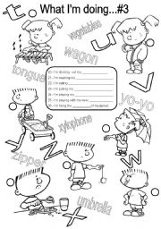 English Worksheet: What Im doing #3- Ing form- Alphabet