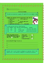 English Worksheet: Teaching Modals Using Superheroes