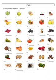 English Worksheet: Fruits