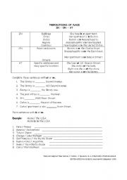 English worksheet: PREPOSITIONS OF PLACE