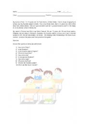English Worksheet: Reading Activity - My Classroom