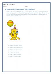 English worksheet: My birthday 