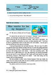 English Worksheet: test keypals 