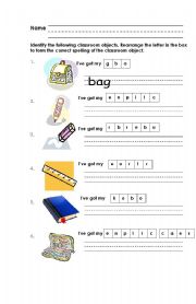 English worksheet: things i used in school