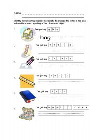 English Worksheet: things i used in school