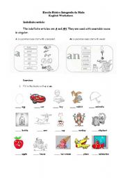 English Worksheet: Indefinite article