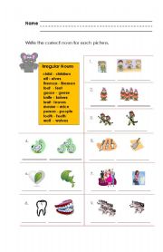 English Worksheet: forming plurals of nouns - irregular