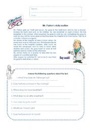 English Worksheet: Mr Parkers daily routine