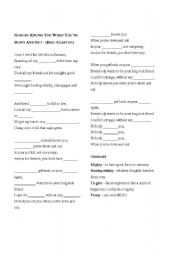 English worksheet: Music Exercise (for Listening)