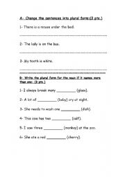 English worksheet: Plural Test