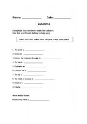 English worksheet: COLOURS