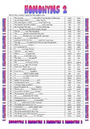 English Worksheet: Homonyms 2/3