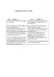 English worksheet: commu nication tasks
