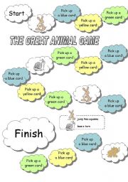 English Worksheet: ANIMALS BOARD GAME (1 of 2)  2 PAGES