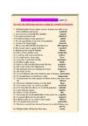 English Worksheet: Test your grammar and language( part 2)
