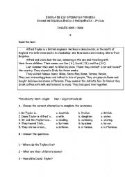 English Worksheet: Simple Present _test paper