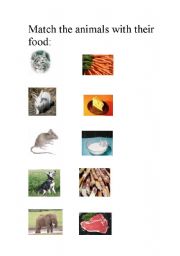 English worksheet: Animals in want of food.