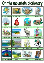 English Worksheet: ON THE MOUNTAIN PICTURE DICTIONARY 