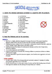 English Worksheet: Smoking addiction