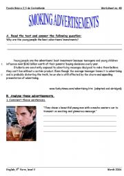 English Worksheet: Smoking Advertisements